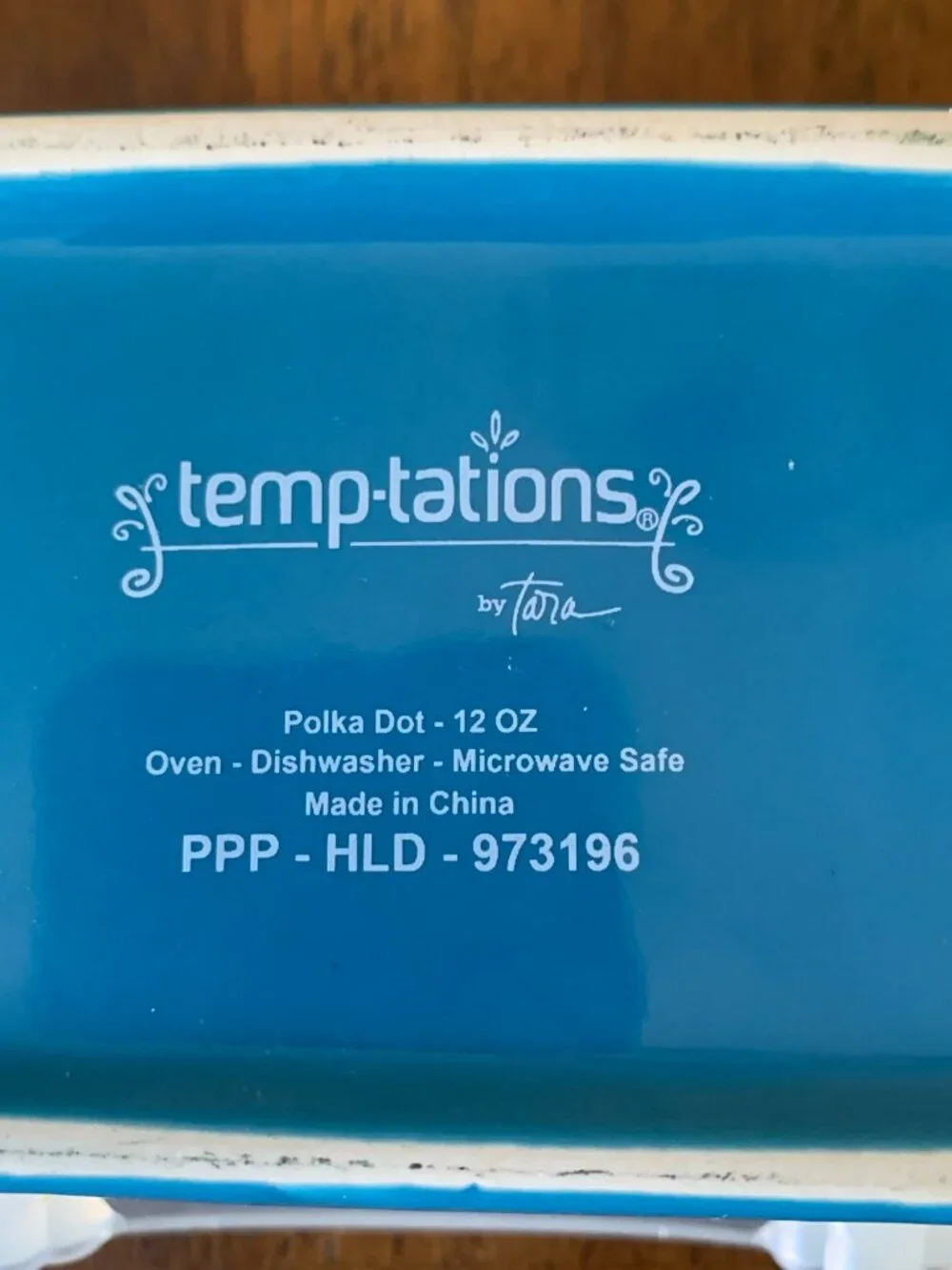 Temp-tations by Tara Blue White Polka Dot Ceramic Mini Loaf Baker Lid 12 oz